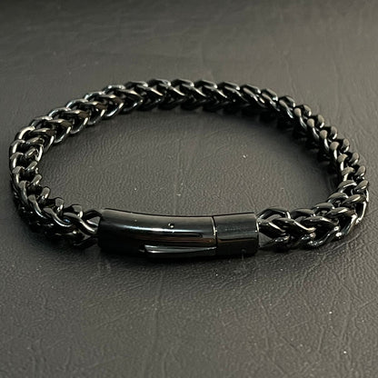 6mm black stainless steel Franco chain bracelet for men online in Pakistan
