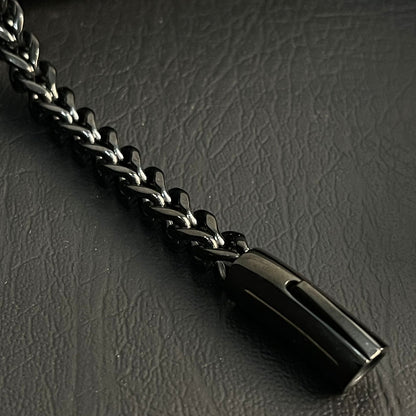 6mm black stainless steel Franco chain bracelet for men online in Pakistan