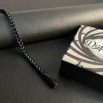 6mm black stainless steel Franco chain bracelet for men online in Pakistan