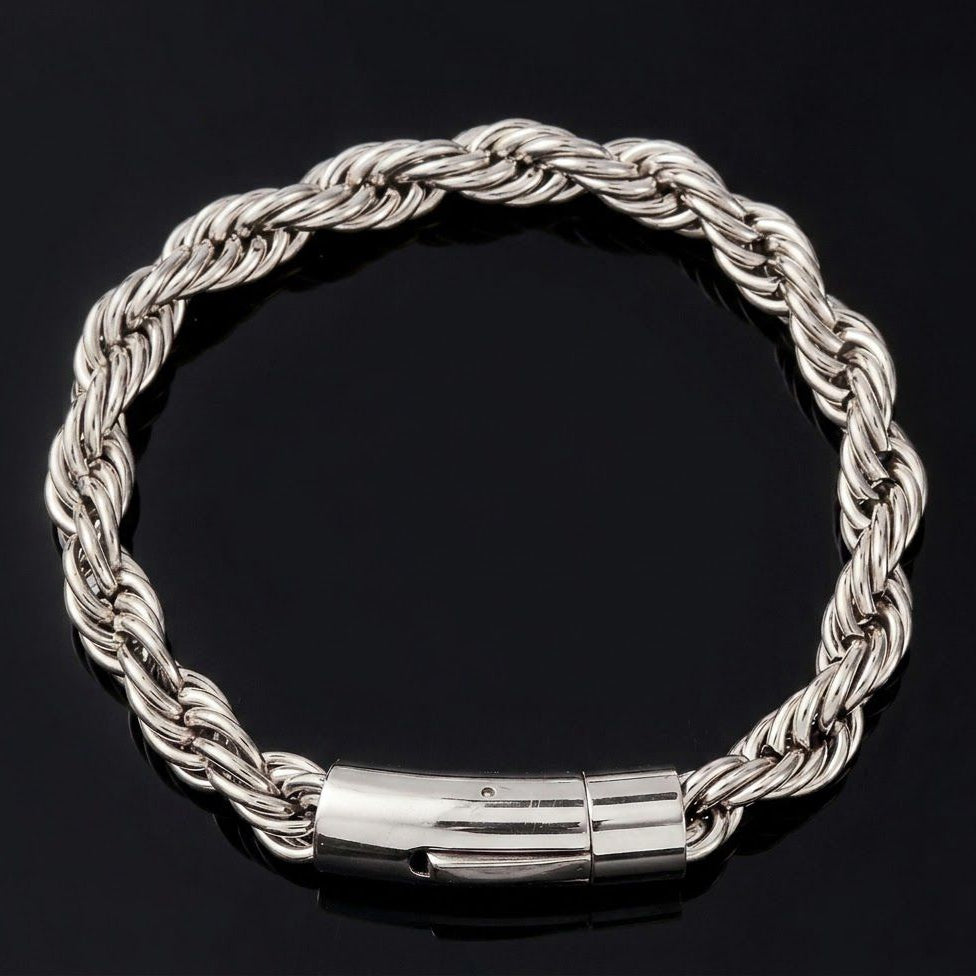 6mm silver rope chain bracelet for men in Pakistan