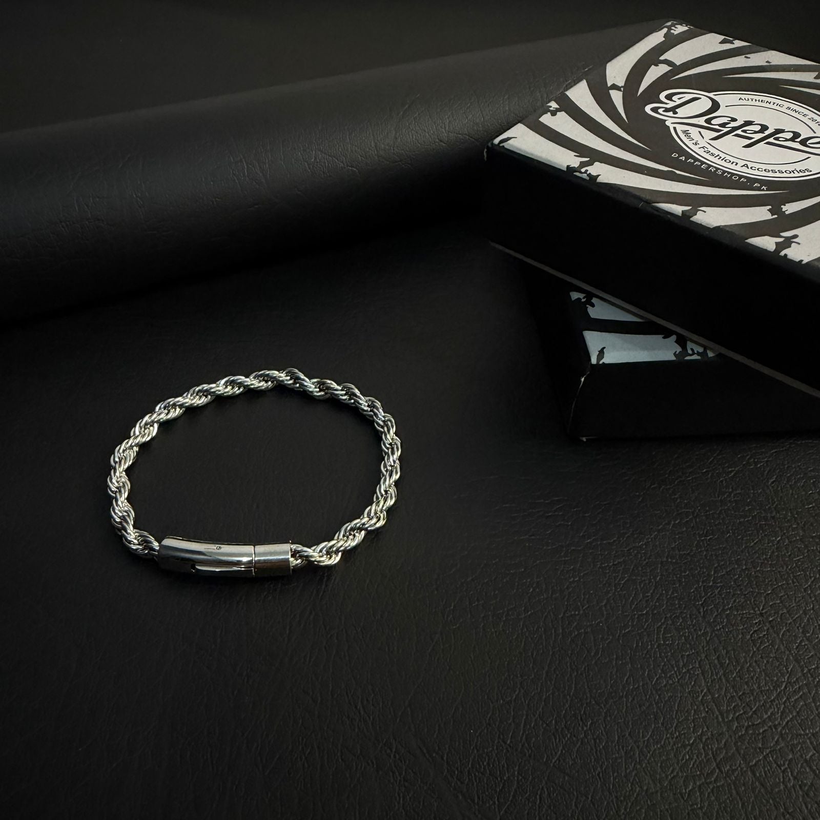 6mm silver rope chain bracelet for men in Pakistan