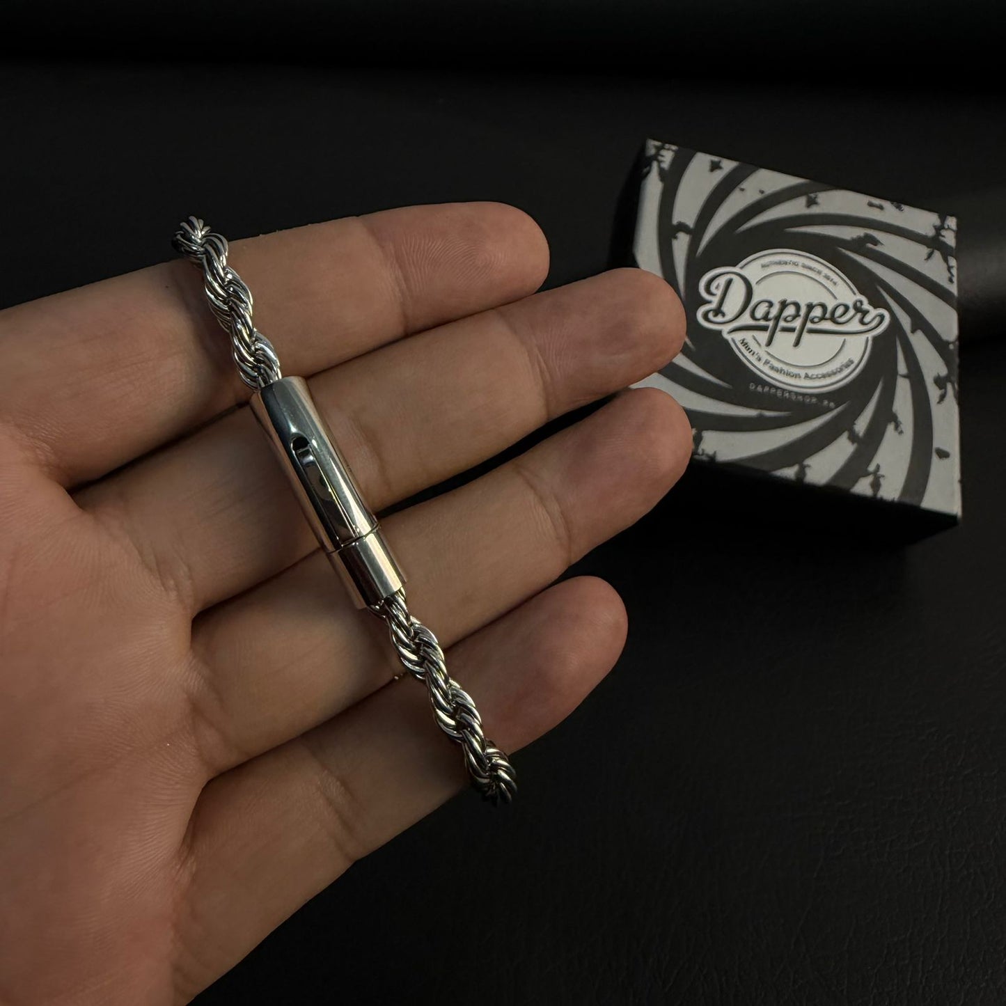 6mm silver rope chain bracelet for men in Pakistan