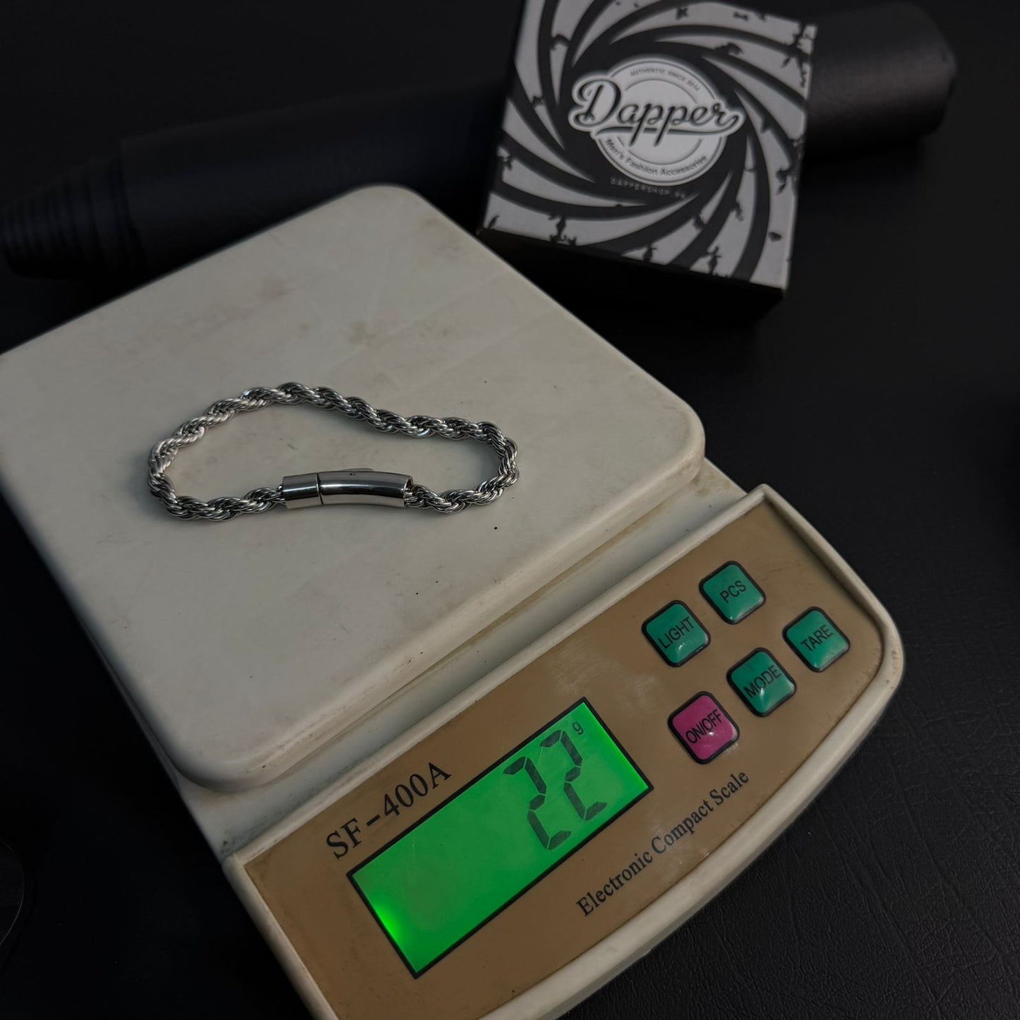 6mm silver rope chain bracelet for men length 21cm and weight 22 gram in Pakistan