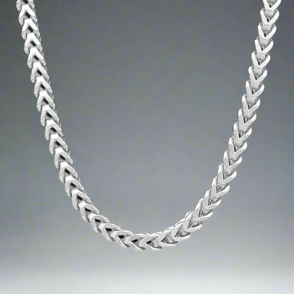 6mm silver square Franco foxtail neck chain for men online in Pakistan 