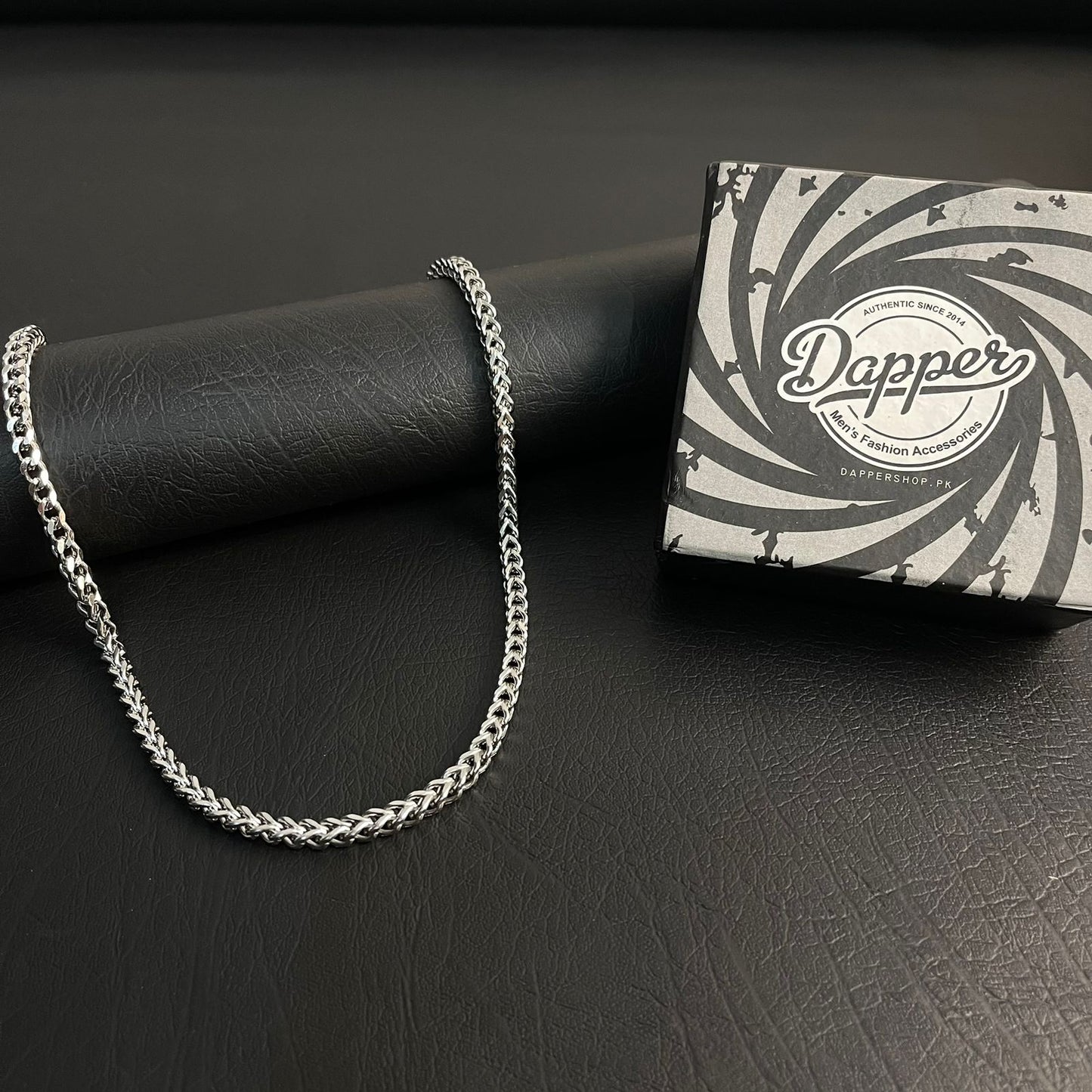 6mm silver square Franco foxtail neck chain for men online in Pakistan 