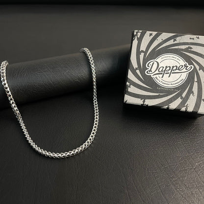 6mm silver square Franco foxtail neck chain for men online in Pakistan 