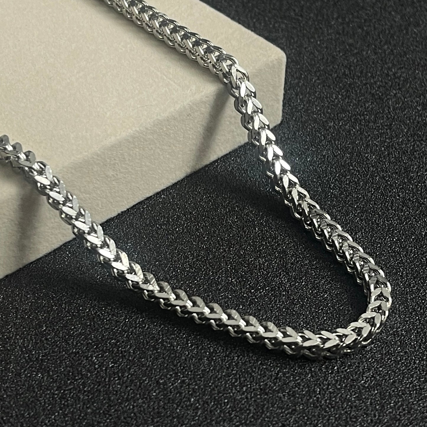 6mm silver square Franco foxtail neck chain for men online in Pakistan 