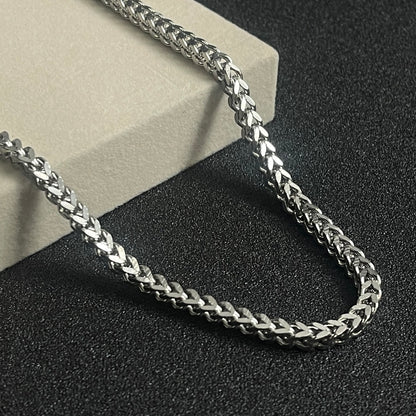 6mm silver square Franco foxtail neck chain for men online in Pakistan 