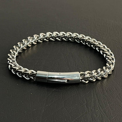 6mm silver stainless steel Franco chain bracelet for men online in Pakistan