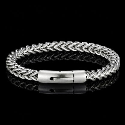 6mm silver stainless steel franco chain bracelet for men online in Pakistan