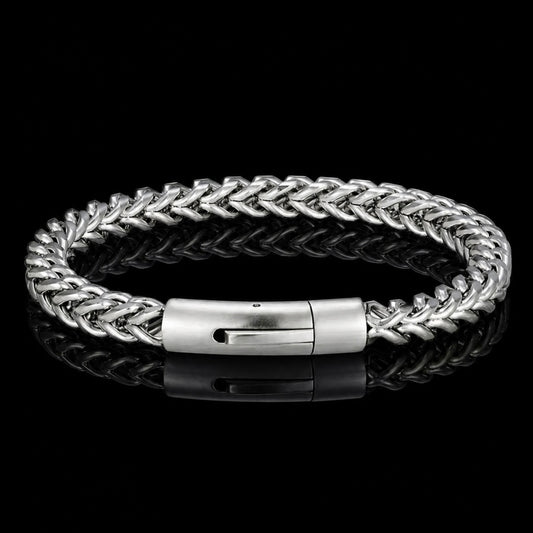 6mm silver stainless steel franco chain bracelet for men online in Pakistan