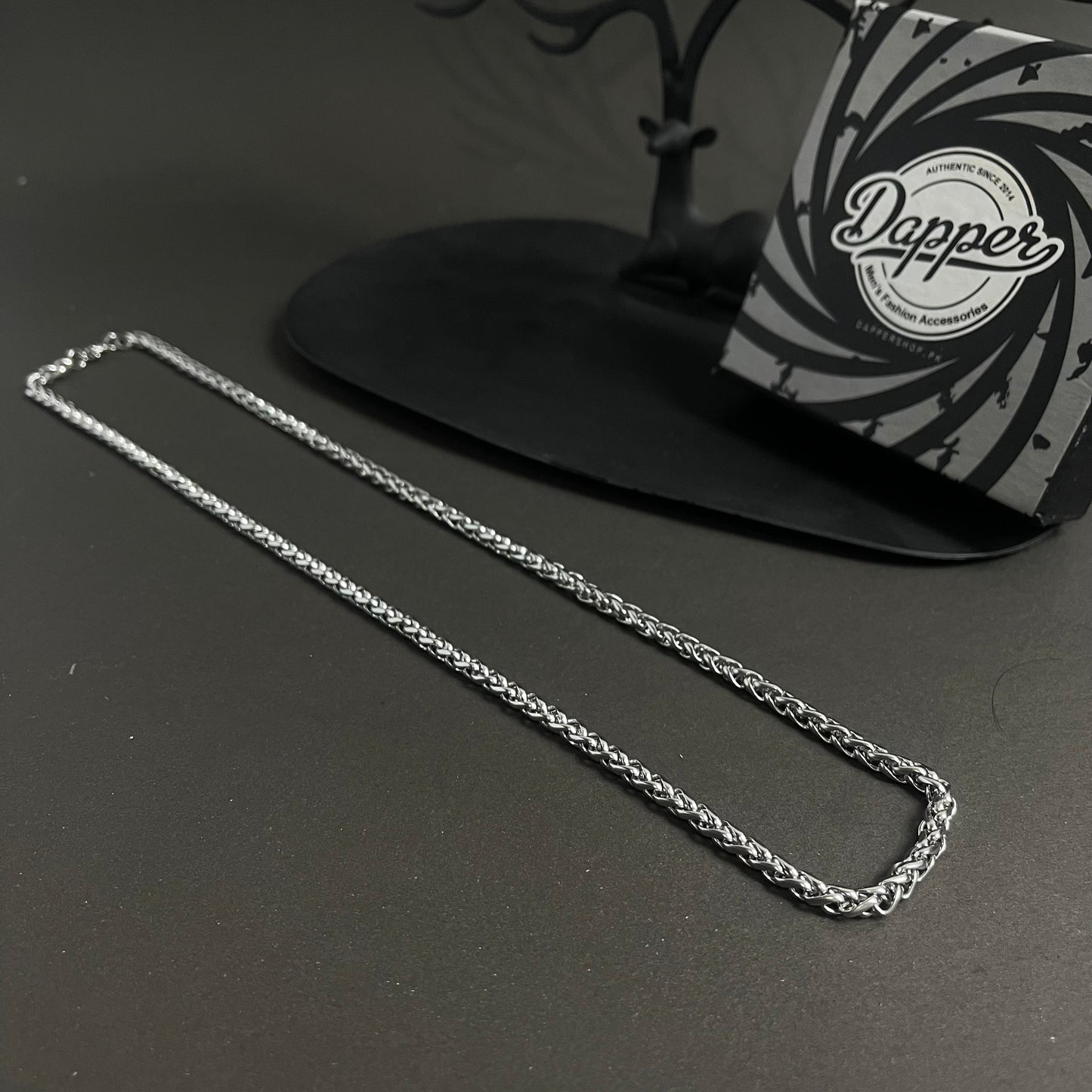 6mm silver wheat keel link neck chain for men  online in pakistan