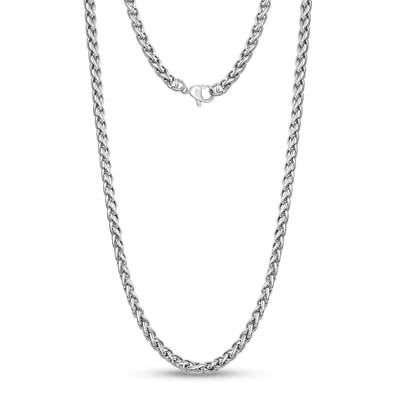 6mm silver wheat keel link neck chain for men  online in pakistan