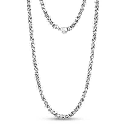 6mm silver wheat keel link neck chain for men  online in pakistan