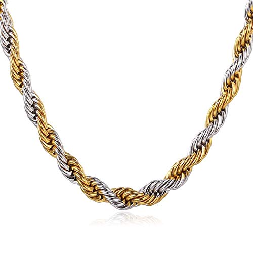 10mm Silver Golden Twisted Rope Neck Chain