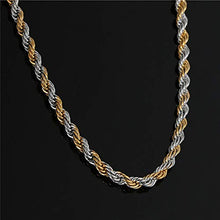 Load image into Gallery viewer, 8mm Silver Golden Twisted Rope Neck Chain