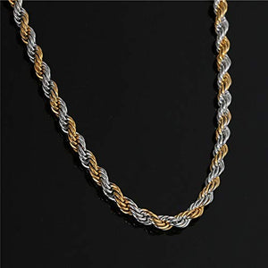 8mm Silver Golden Twisted Rope Neck Chain