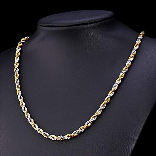 10mm Silver Golden Twisted Rope Neck Chain