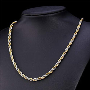 8mm Silver Golden Twisted Rope Neck Chain