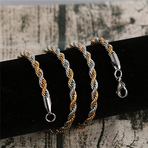 10mm Silver Golden Twisted Rope Neck Chain