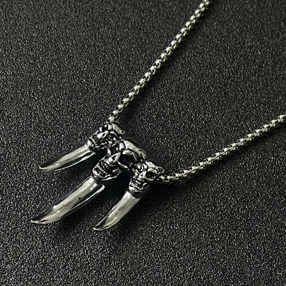 ANTIQUE SILVER SKULL PENDANT NECKLACE FOR MEN ONLINE IN PAKISTAN