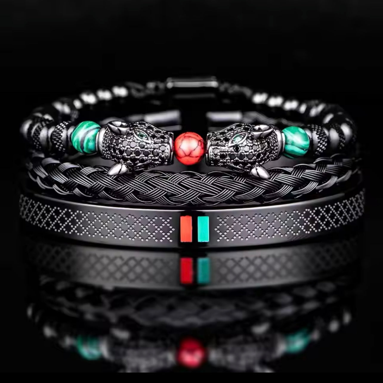 3 pcs luxury black bracelets for men online in pakistan