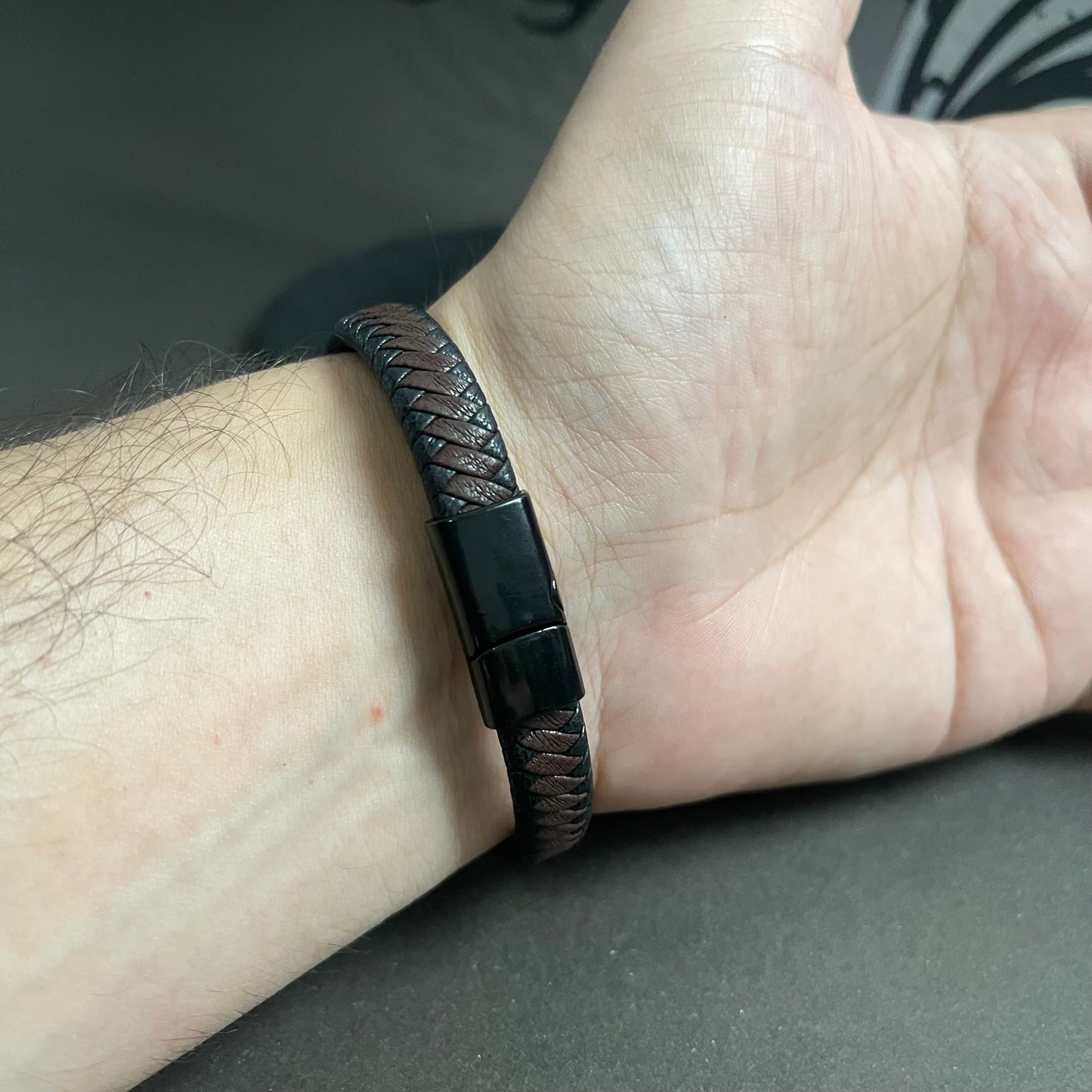 Sleek Wrap Brown & Black Leather Bracelet For Men