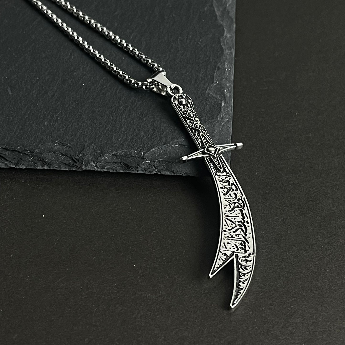 La-Fateh Illa Ali Zulfiqar Sword  Pendant Necklace