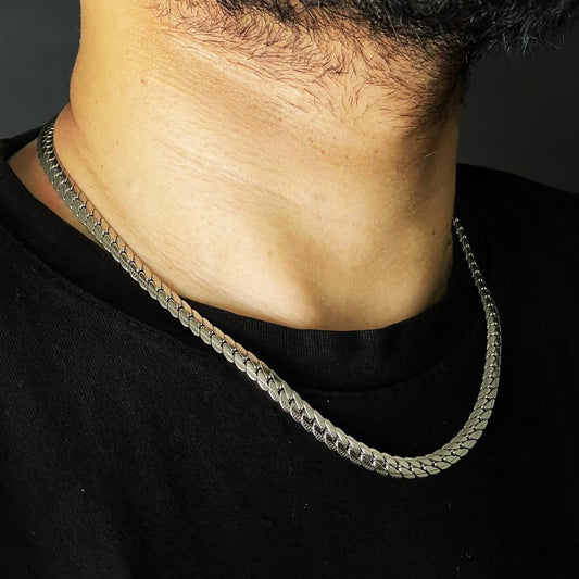 7mm Short 20 inches length silver neck chain for men online in Pakistan
