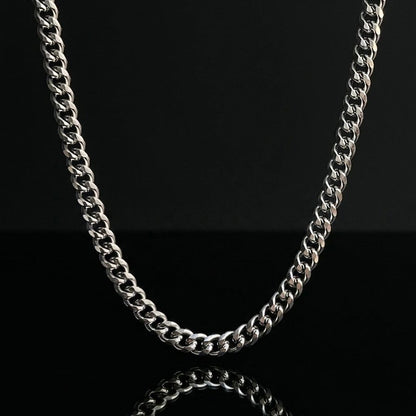 7mm silver Stainless Steel curb link neck chain for men in Pakistan