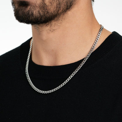 7mm silver Stainless Steel curb link neck chain for men in Pakistan