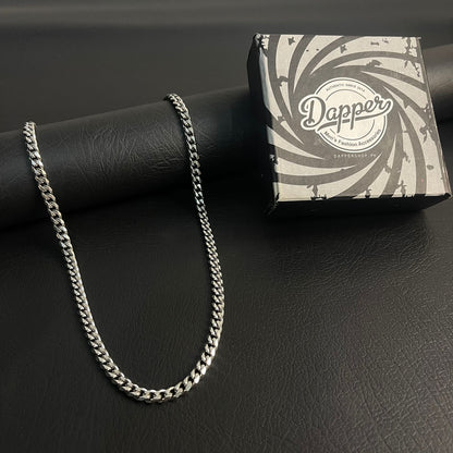 7mm silver Stainless Steel curb link neck chain for men in Pakistan