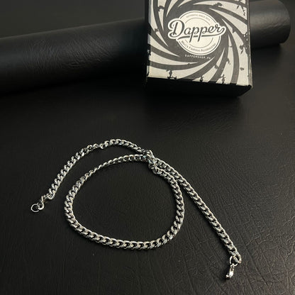 7mm silver stainless steel round curb link neck chain for men online in Pakistan
