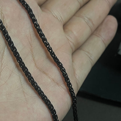 3mm Black Wheat Neck Chain For Men