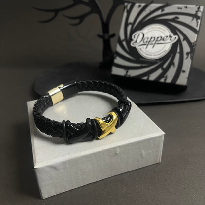 black leather bracelet for men online in pakistan