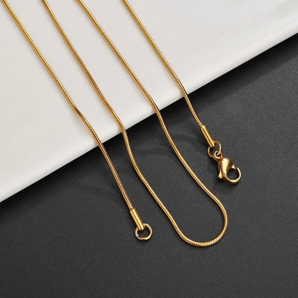 1mm Sleek Golden Round Snake Neck Chain