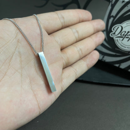 Silver Vertical Bar Pendant Necklace for Men Women