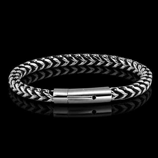 8mm antique silver stainless steel Franco chain bracelet for men online in Pakistan