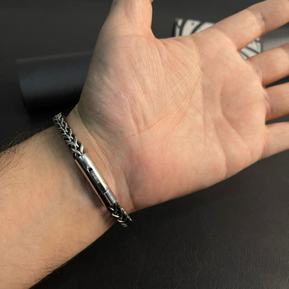8mm antique silver stainless steel Franco chain bracelet for men online in Pakistan