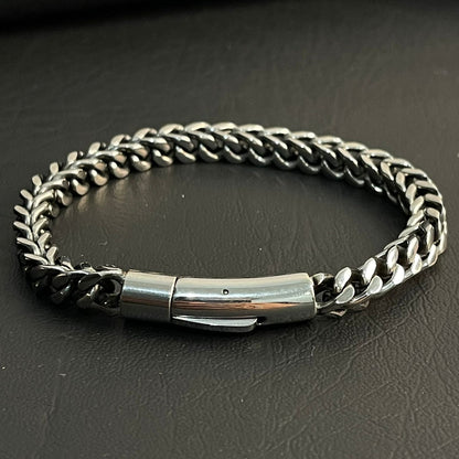 8mm antique silver stainless steel Franco chain bracelet for men online in Pakistan