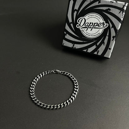 8mm antique silver stainless steel curb link chain bracelet for men online in Pakistan
