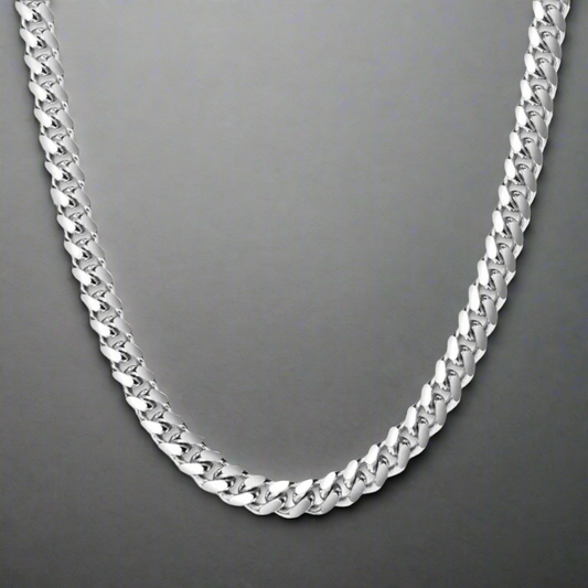 8mm silver heavy curb link neck chain for men in Pakistan
