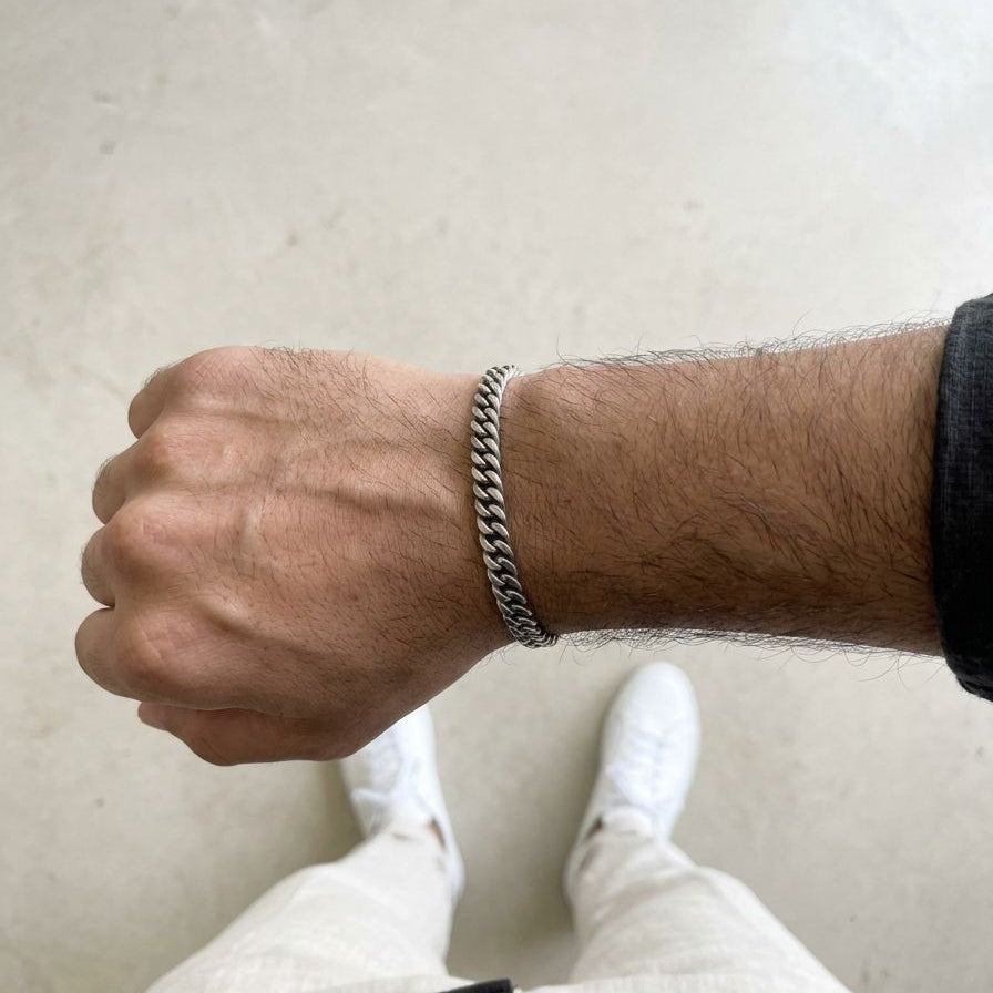 8mm stainless steel curb link chain bracelet for men online in Pakistan
