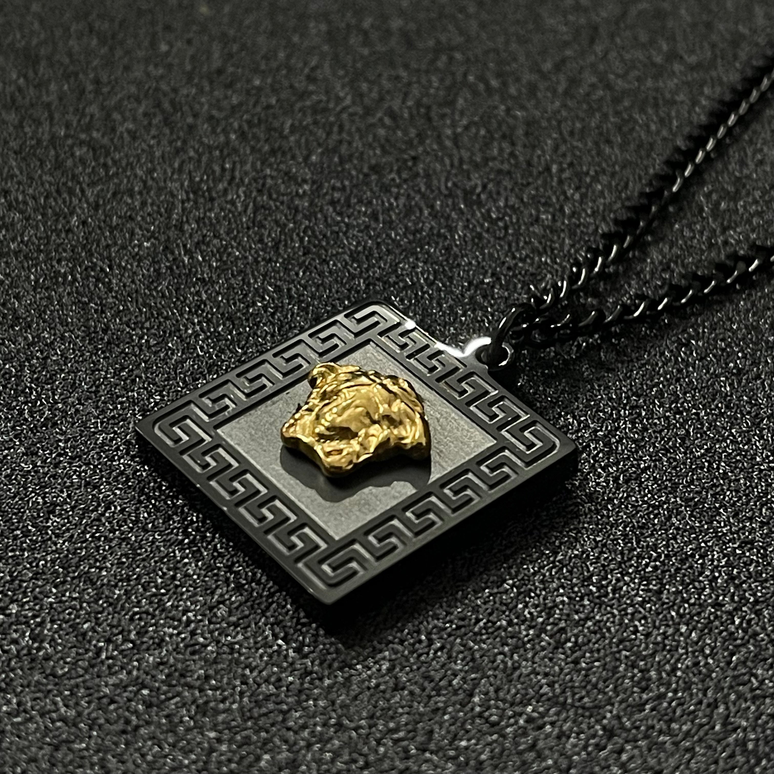 Mens versace hot sale medusa necklace