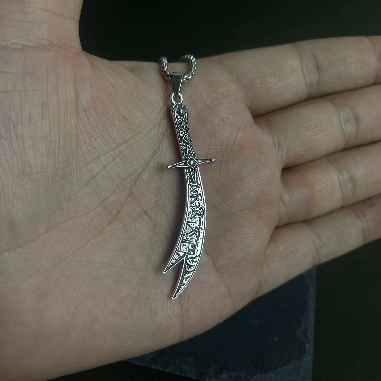 La-Fateh Illa Ali Zulfiqar Sword  Pendant Necklace