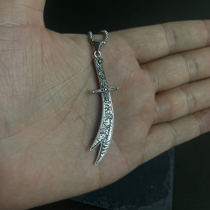 La-Fateh Illa Ali Zulfiqar Sword  Pendant Necklace