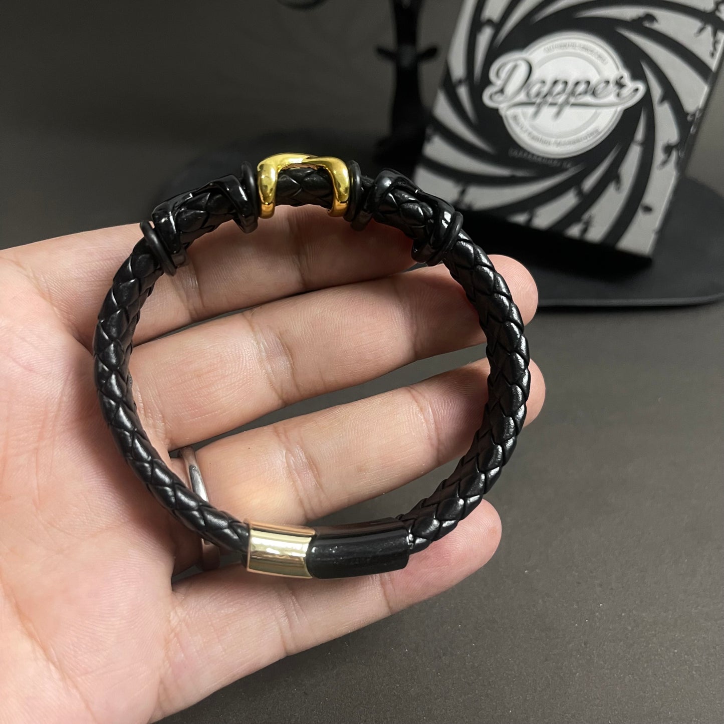 black leather bracelet for men online in pakistan