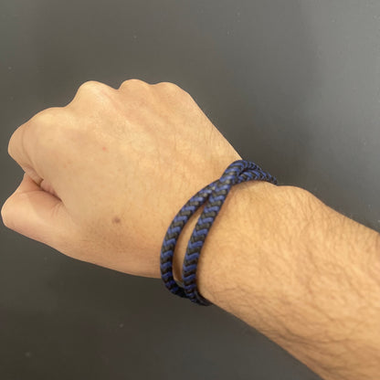 blue black braided leather bracelet for men online in pakistan