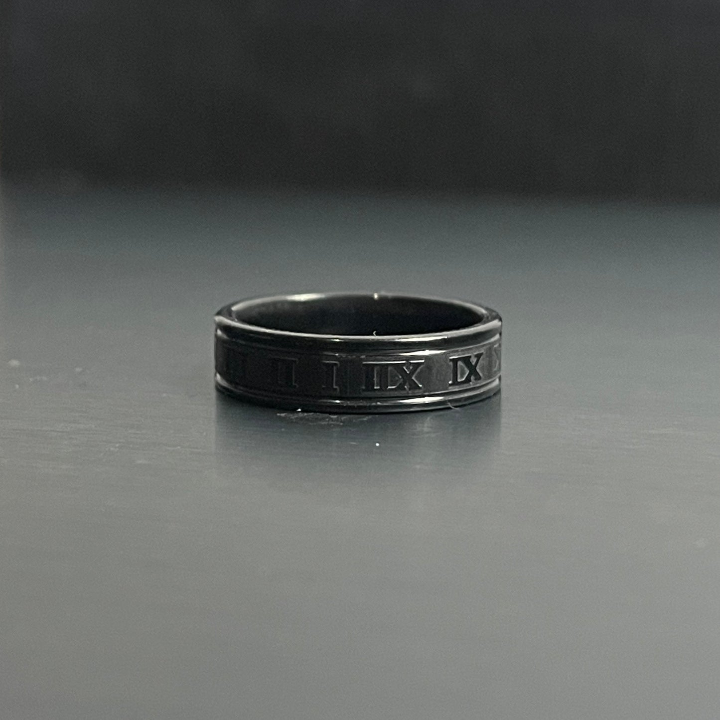 roman numeral titanium Black ring for men online in pakistan