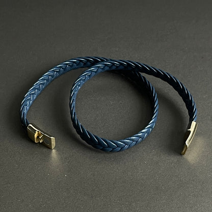 Twin Forge Blue Leather Bracelet For Men